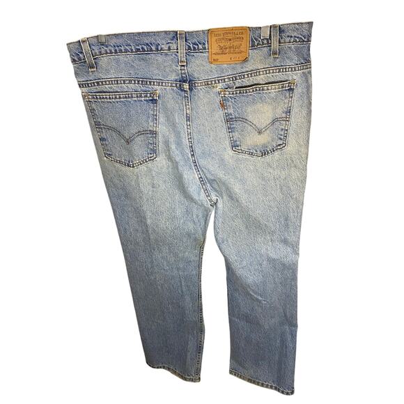 Levis 517 Jeans 42x32 straight leg Light Wash Blue USA Made orange Tab VTG - Picture 2 of 13